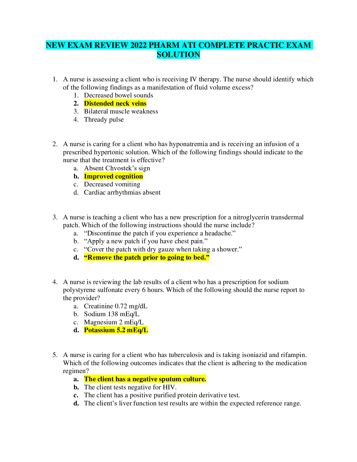 Preview image for NEW EXAM REVIEW 2022 PHARM ATI COMPLETE PRACTIC EXAM SOLUTION